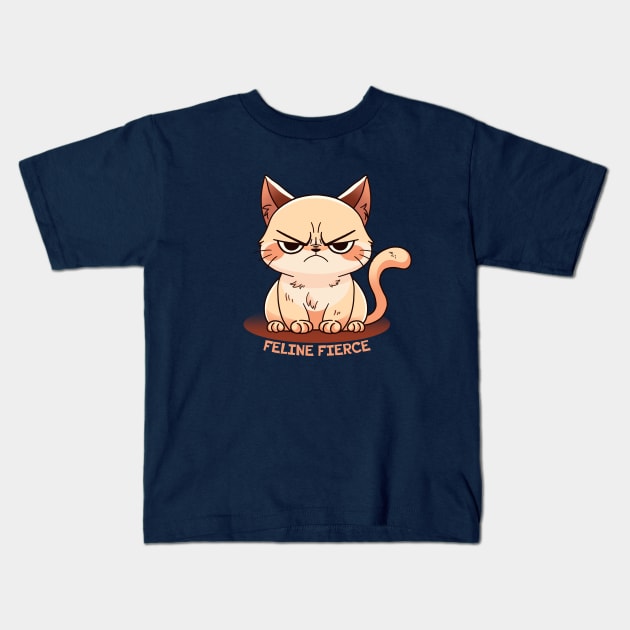 Feline Fierce Kids T-Shirt by FanFreak